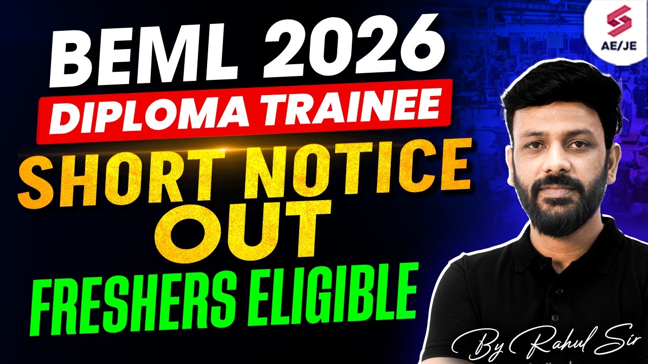 BEML Recruitment 2026 | BEML Diploma Trainee Short Notice | BEML DT Recruitment Update | Rahul Sir