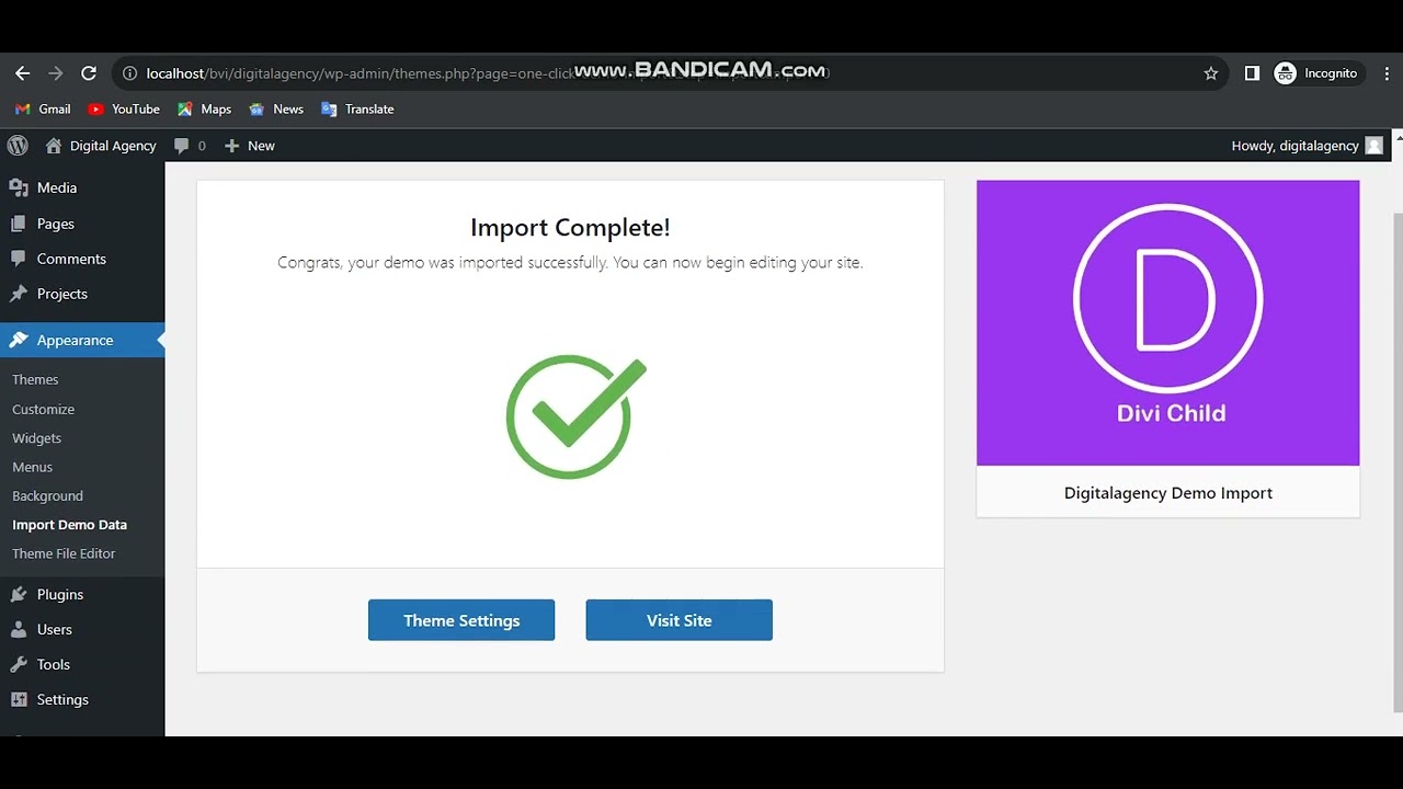 How to import divi child themes using one click demo import manual