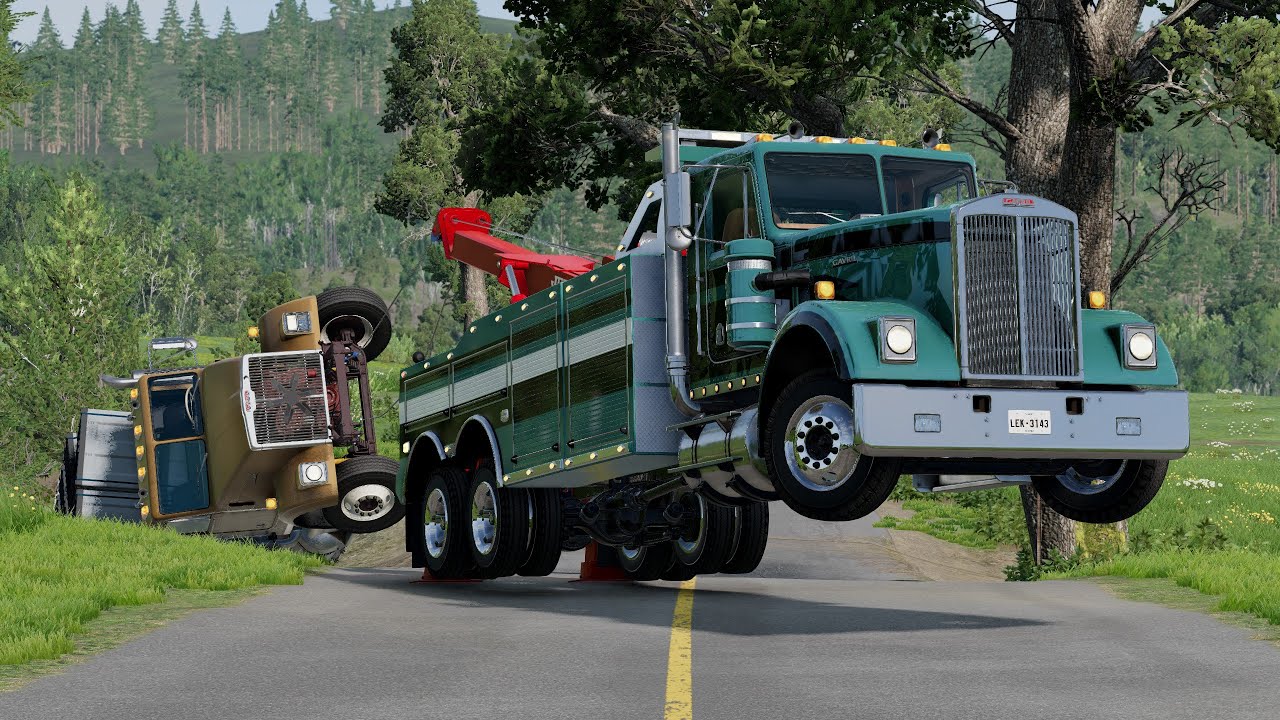 Flipped flatbed puts up a fight for the 2 stroke T-series wrecker POV