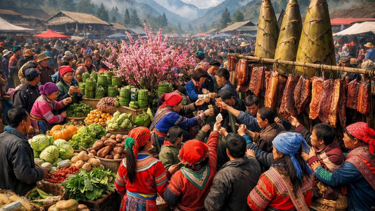 Vietnam's Hidden Mountain Market | Fresh produce, chicken, and village traditions