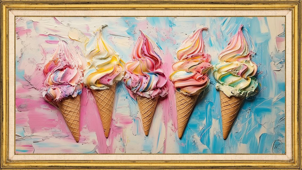 Pastel Ice Cream Cones | 2 Hour TV Frame Art Screensaver | Relaxing Colorful Wall Art