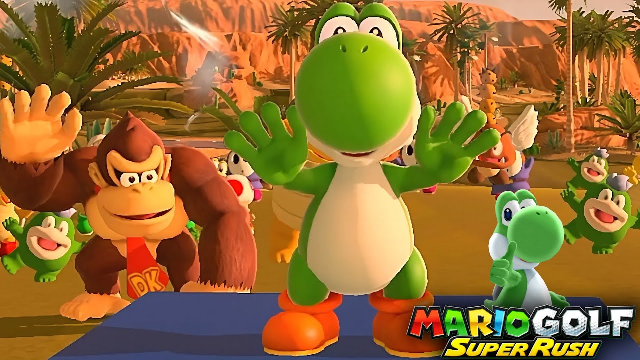 Mario Golf Super Rush Yoshi vs Boo vs Donkey Kong at Spiky Palms