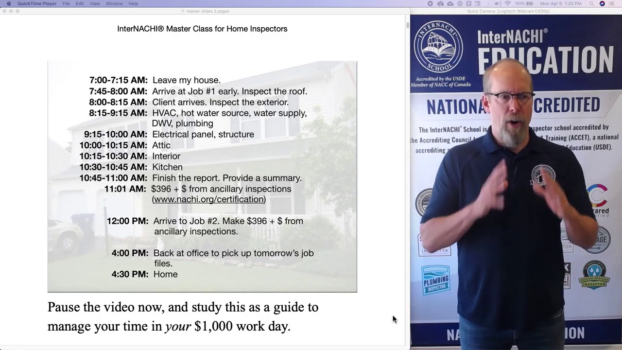 $1,000 Per Day Schedule for Home Inspectors: Step 1 of Master Class for Home Inspectors