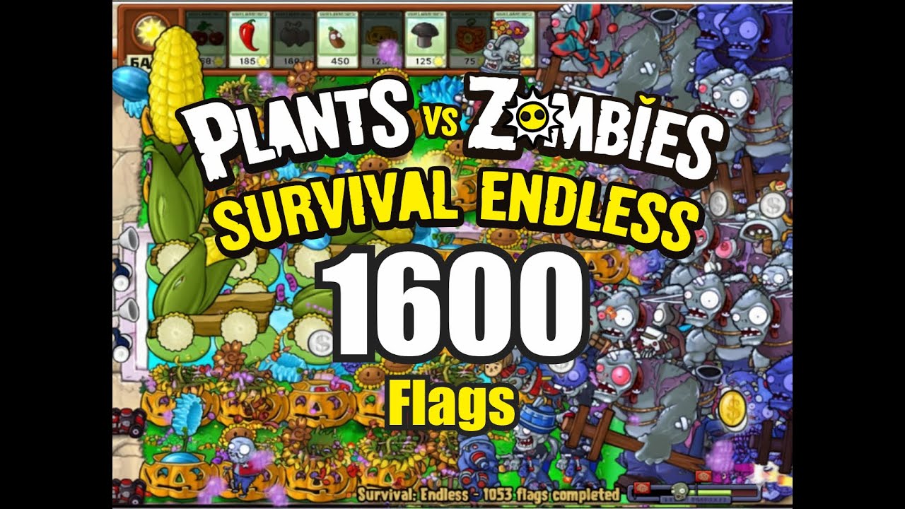 Setup Pertahanan plants vs zombies survival endless yang sulit Ditembus -  1600 Flags Completed