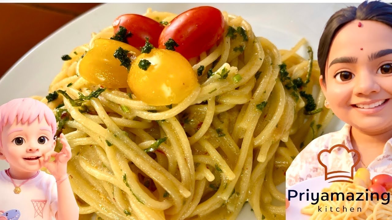 Italian spaghetti garlic recipe 🫵🏼 बच्चों को भी काफी पसन्द आयेगी ✅￼