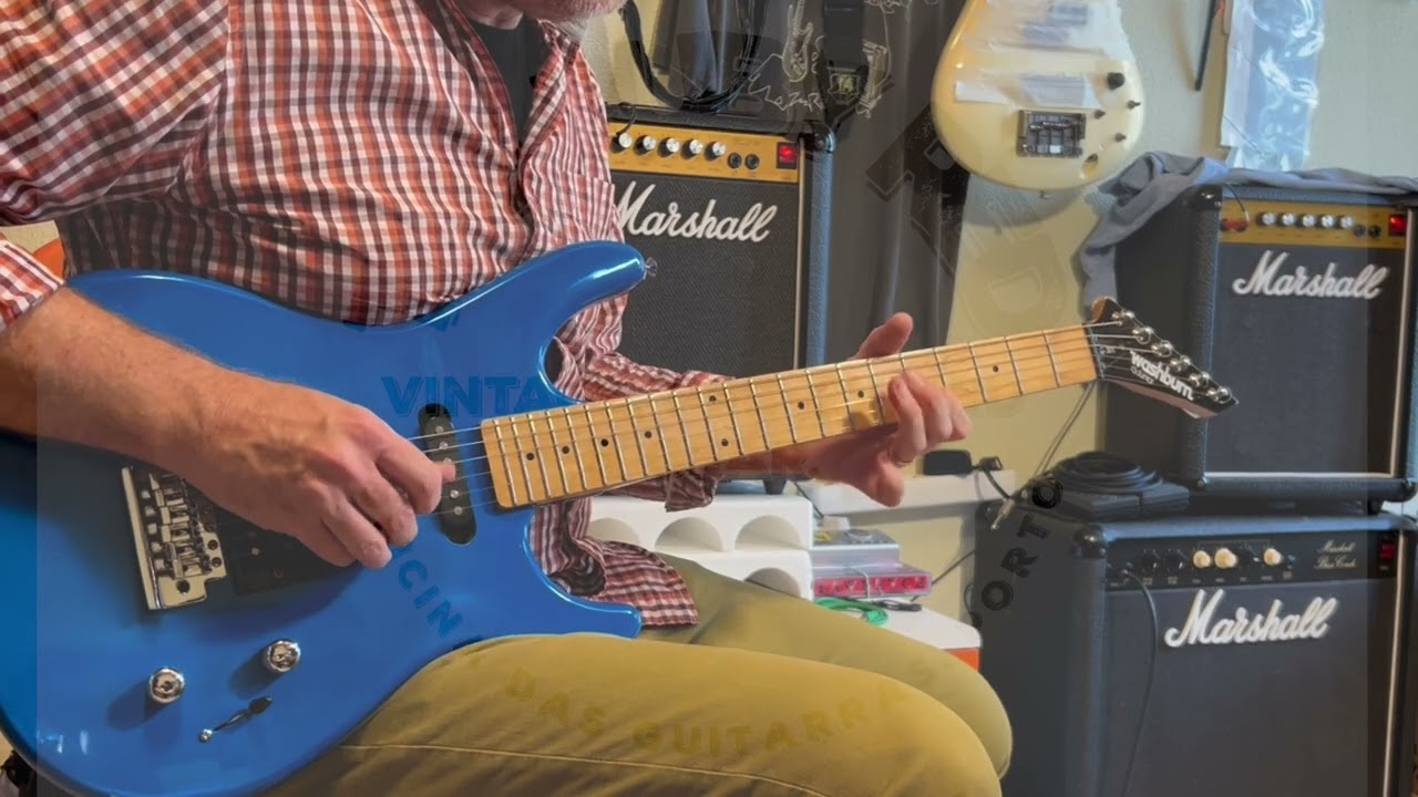 Washburn G-Junior 80s MIKorea Blue maple fboard HSS electric guitar in Excellent Cond with Gigbag