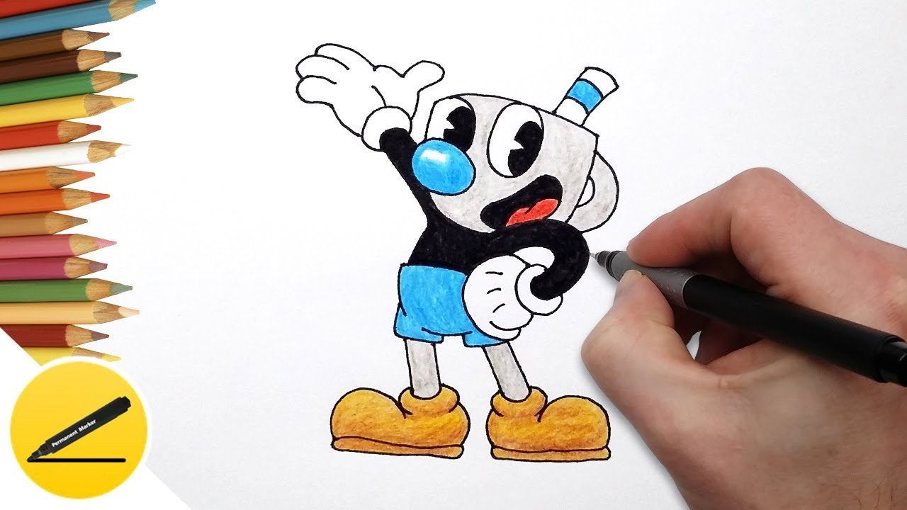How to Draw Mugman from Cuphead Game Step by Step - Как Нарисовать Магмена поэтапно