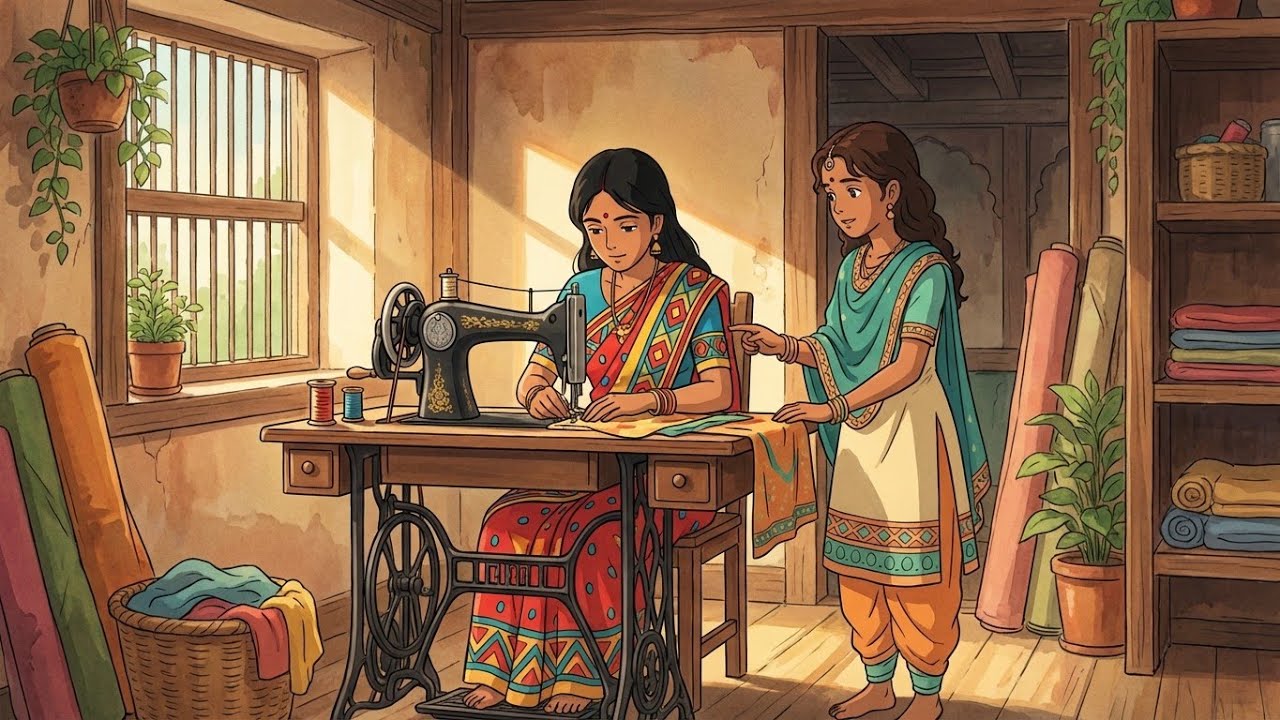 Creating Traditional Indian Clothes Together: A Calm and Creative Day | Ghibli-Style Music & ASMR