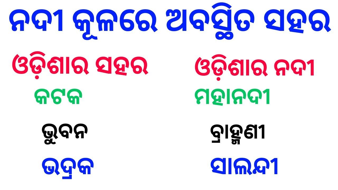 Town situated in river bank of Odisha |Town,River and Districts of Odisha|Odisha GK |City and River