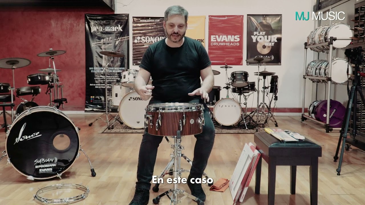 Parche y afinación: Sonor Vintage Snare, bordonas y parches Evans