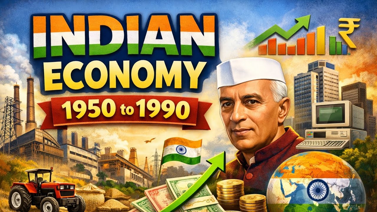 Indian Economy 1950 to 1990 | Full Explanation | Part 1 | Economics | IED