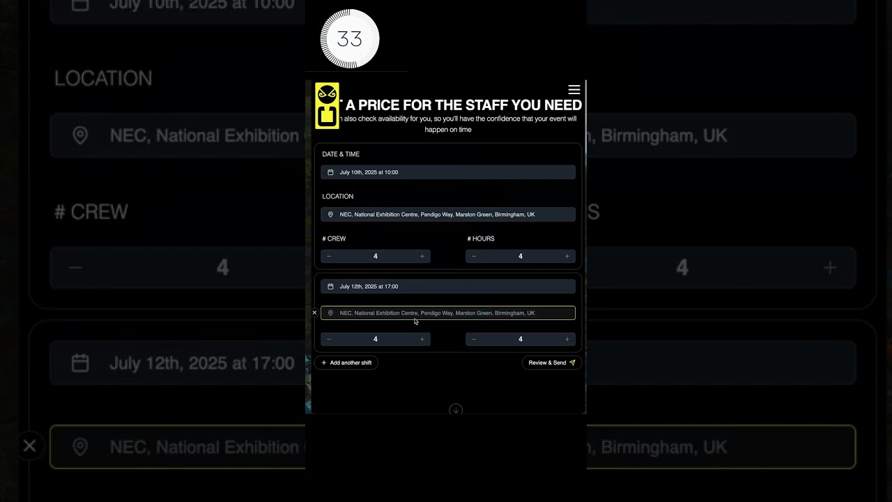 Crewsaders Booking Widget