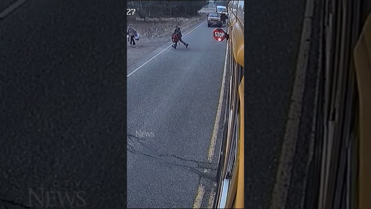Driver nearly hits children exiting school bus