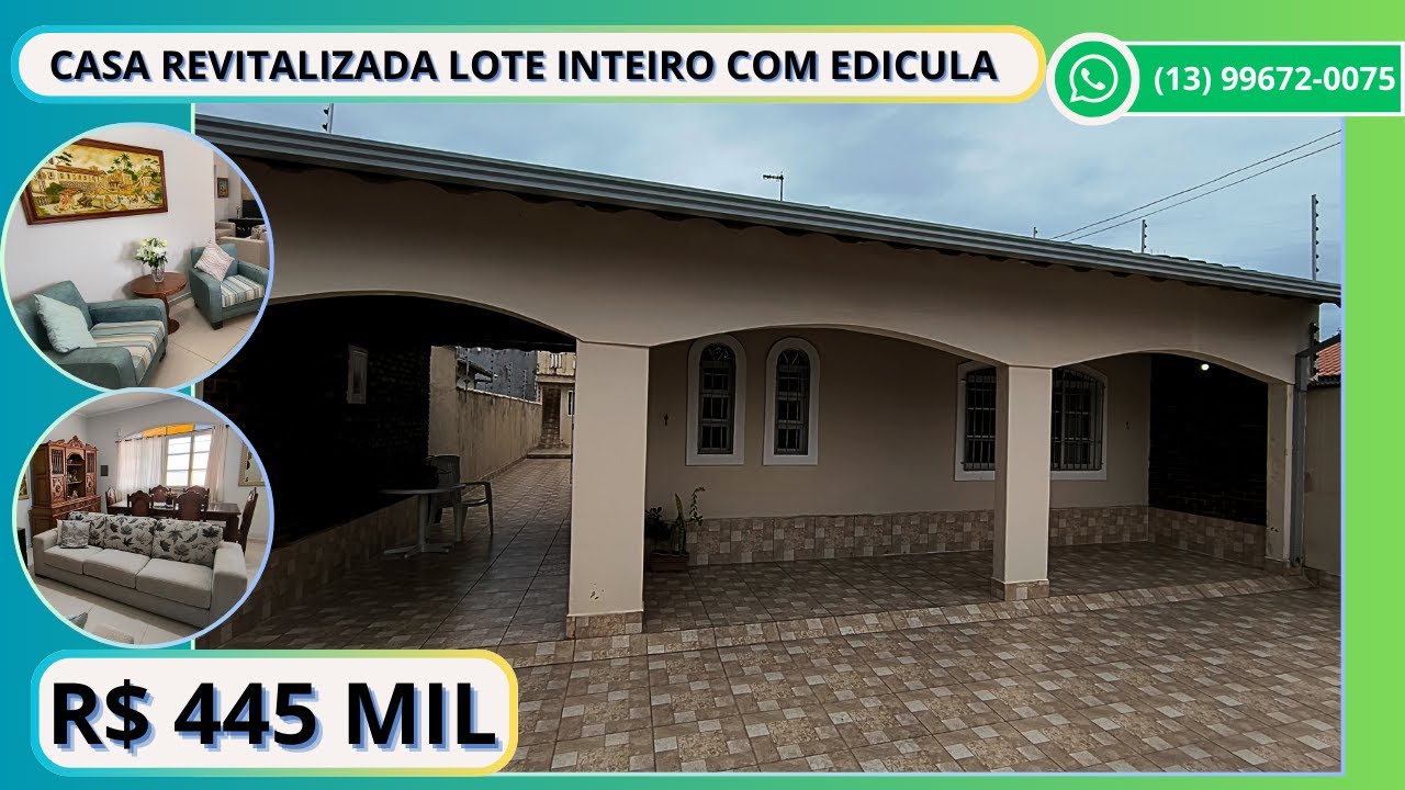 Ref. 002 - Casa toda revitalizada para venda LOTE INTEIRO com EDICULA perto do mar em Itanhaém SP