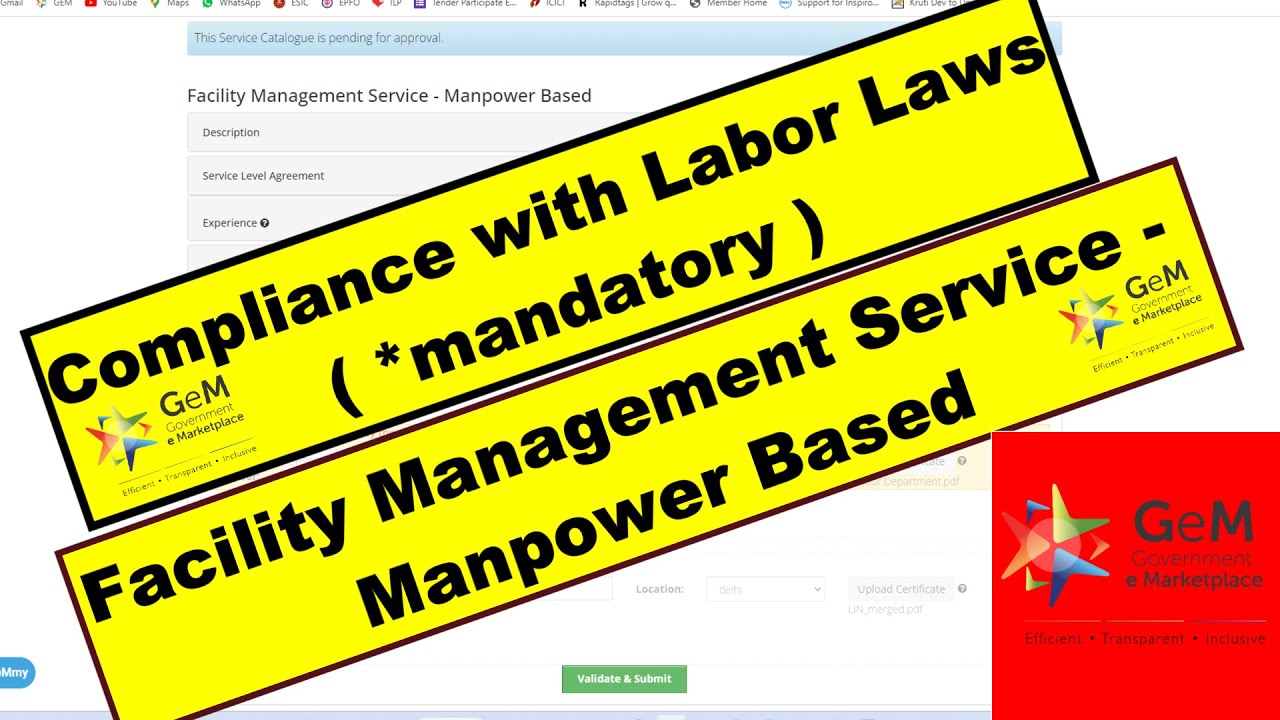 How to Activate Facility Manpower Catalogue in GeM | What is Compliance with Labor Laws