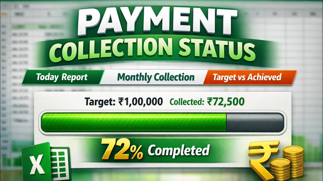 Payment Collection Status with Progress Bar | MS Excel 