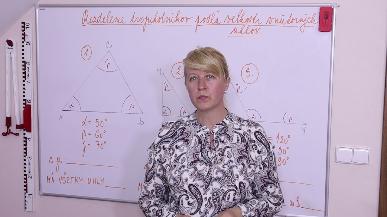 Matematika - uhly - rozdelenie trojuholníkov podľa vnútorných uhlov.