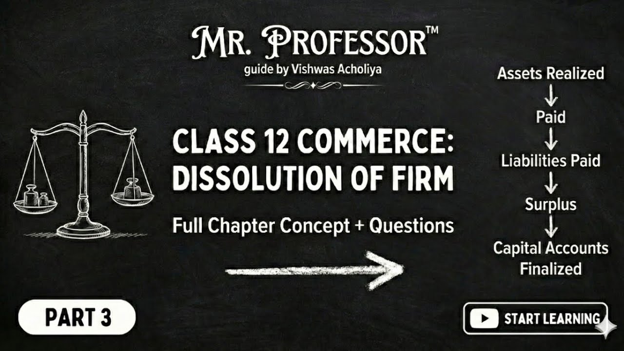 3. Dissolution of Partnership Firm | Class 12 Accounts | Part 3 | Full Concept | Mr. Professor