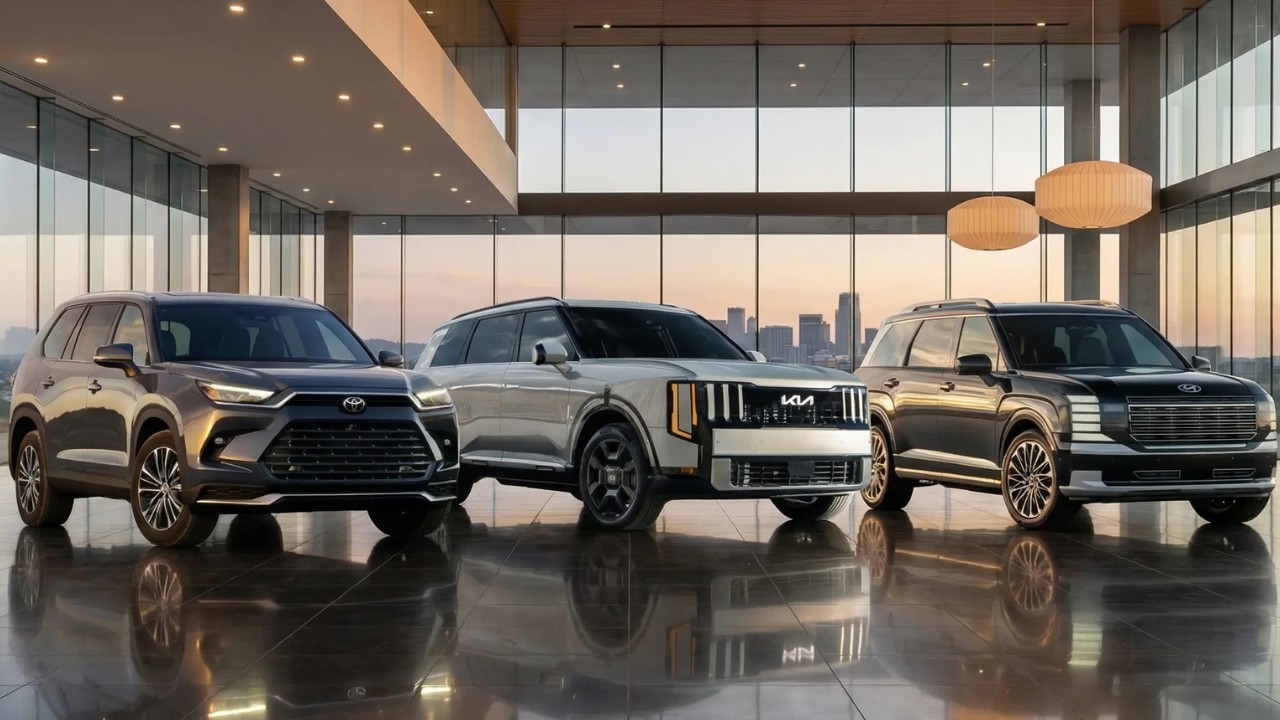 Kia Telluride 2027 года, Hyundai Palisade 2026 года и Toyota Grand Highlander 2026 года — лучший ...