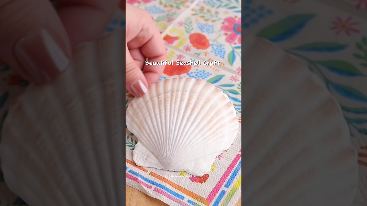 Napkin Decoupage Seashells 🩷🐚 tutorial on hellowonderful.co