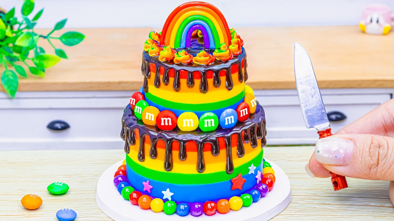 Colorful Rainbow Cake Recipe 🌈 Tasty Miniature Magic Rainbow Cake by Lotus Cakes