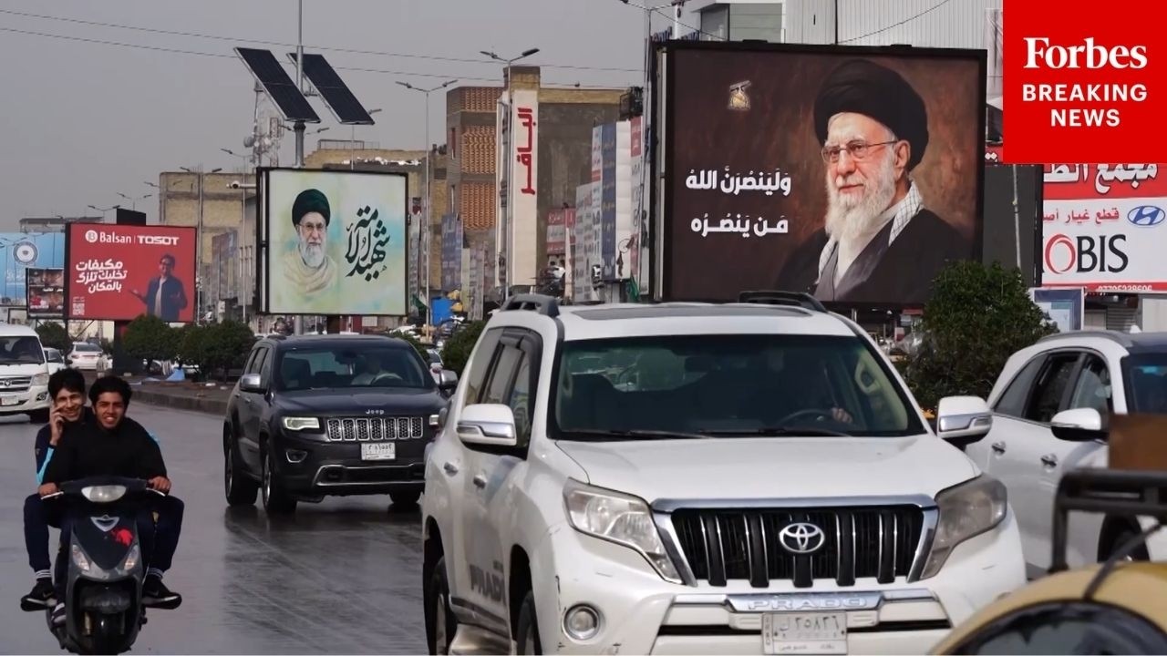 Banners Honoring New Iranian Supreme Leader Mojtaba Khamenei Fly In Baghdad, Iraq
