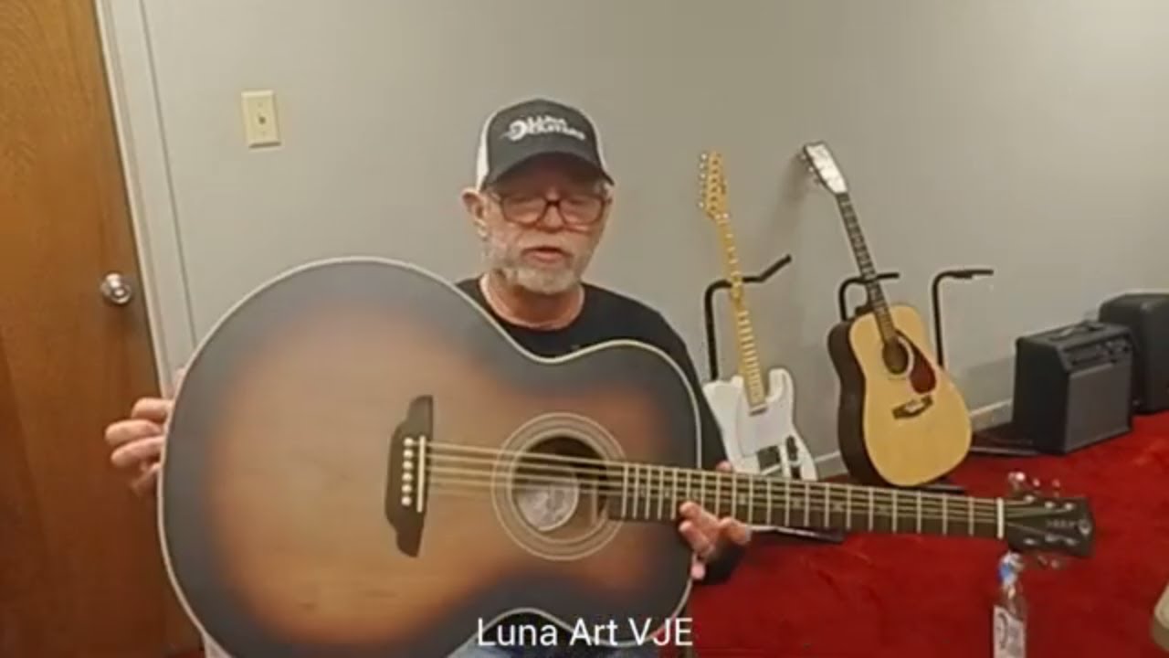 Taking a Look at a Luna Art VJE Acoustic Electric Guitar.   Paul Capps  plays unplugged.