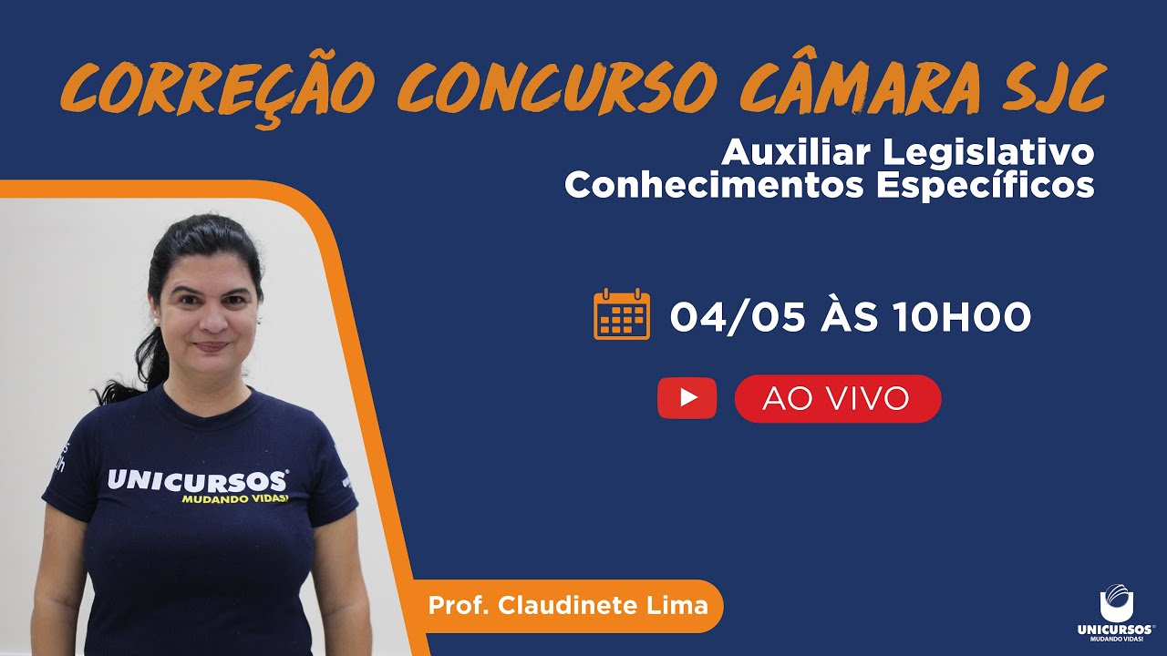 Correção Concurso Câmara SJC | Auxiliar Legislativo | Conhecimentos Específicos - Prof. Claudinete