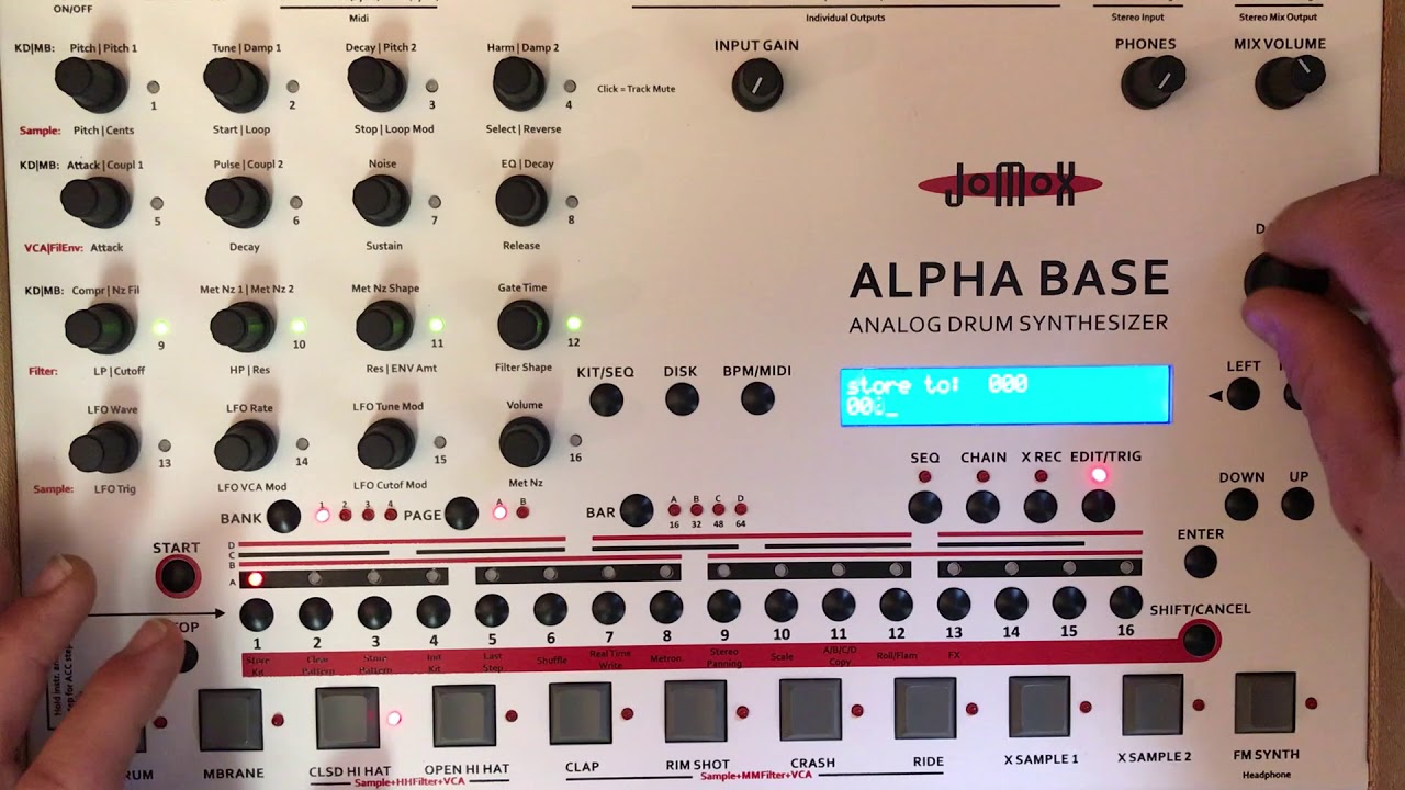 Jomox Alpha Base tutorial - Part II - Muting, Pattern/Kit Saving, Shuffle, and Step Length