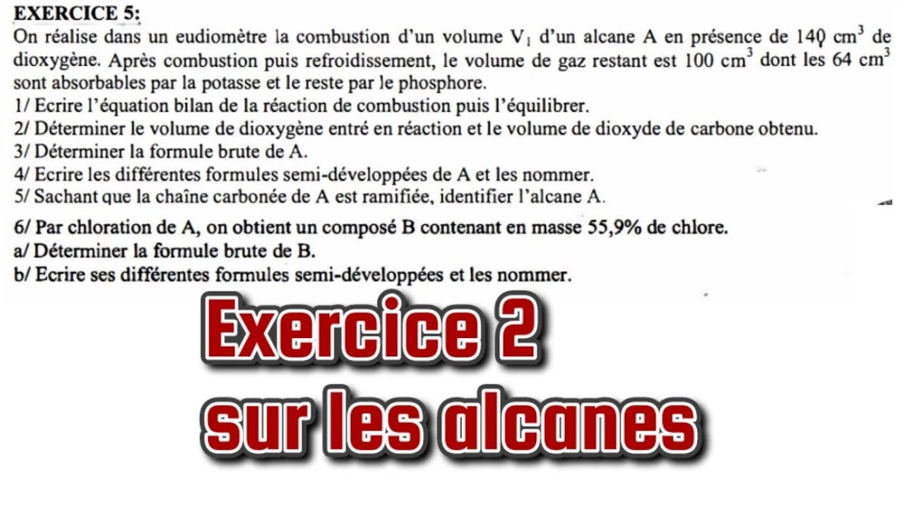 Exercice 2 Alcane (1ere S)
