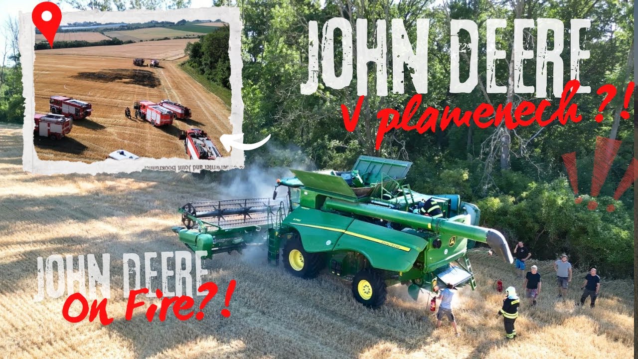 Žně Den 5: Oheň, kouř, panika! | pož&aacute;r a 9 hasičsk&yacute;ch jednotek! | John Deere s770i |