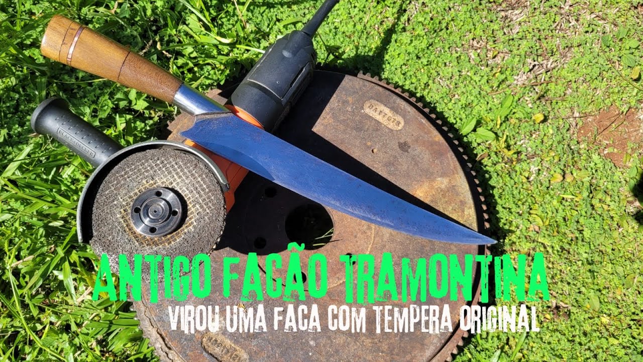 Antigo facao tramontina virou uma faca com tempera original