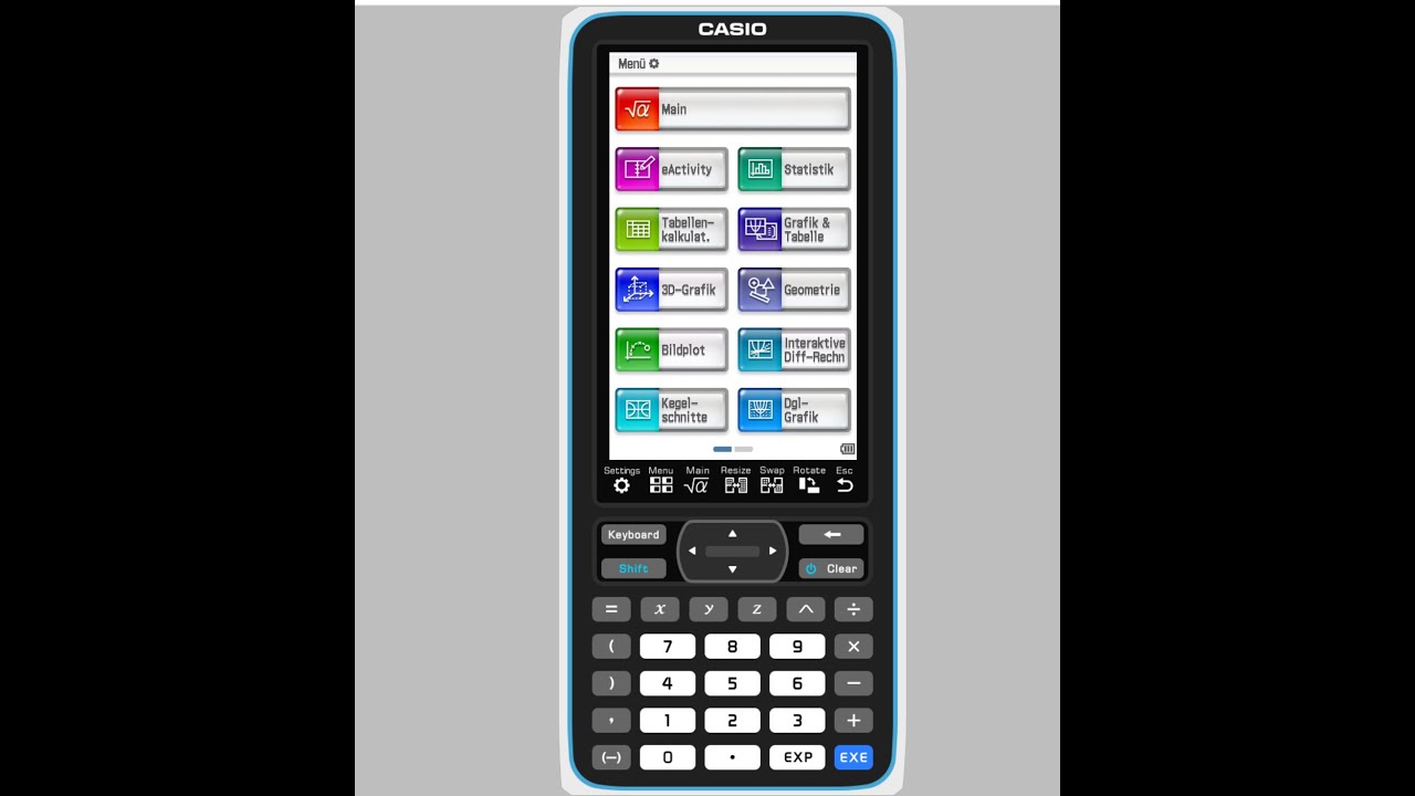 Graphik und Tabelle auf dem CAS (Casio ClassPad). Funktionen zeichnen lassen.