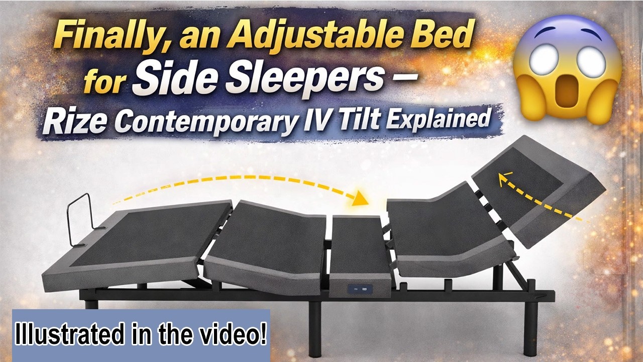 Rize Home Contemporary IV Adjustable Bed with Tilt - Independent Head Tilt, Lumbar, Voice Control