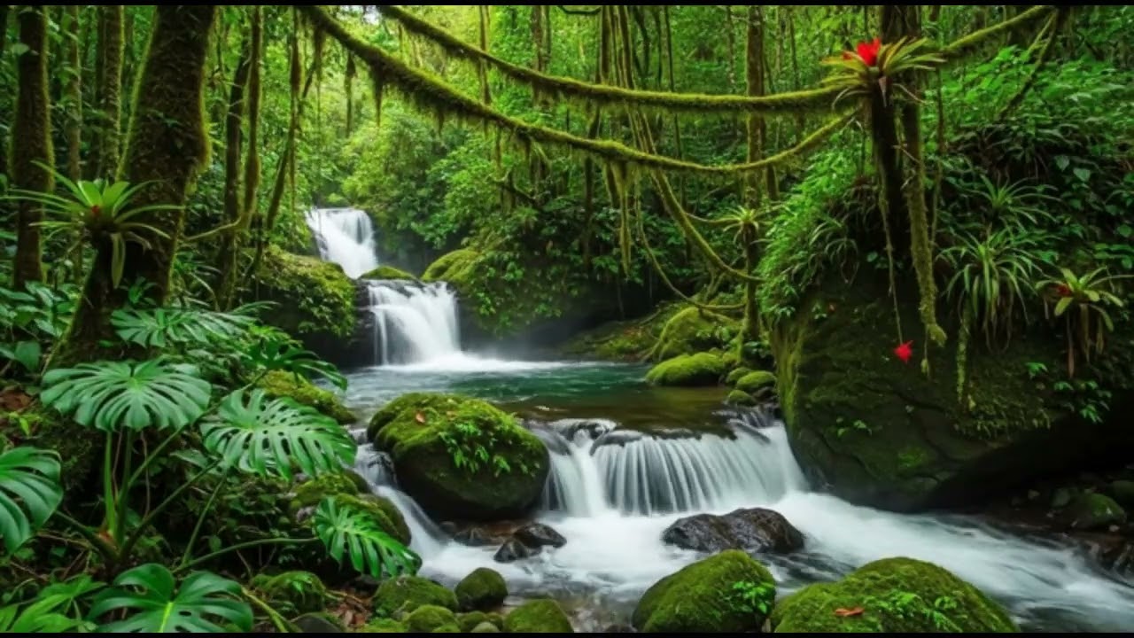Relaxing River Flowing Birds Chirping Calm Nature Ambience to Start Your Morning with Peace Focus
