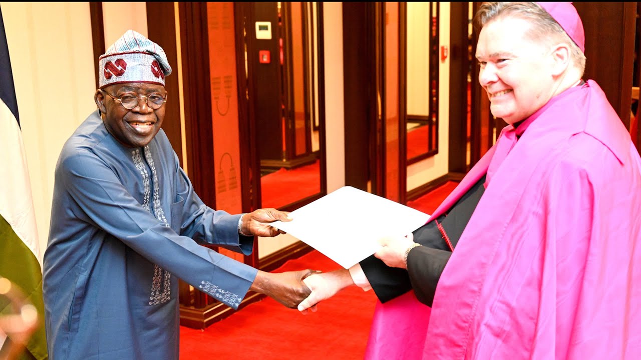 President Tinubu Welcomes Archbishop Crotty, Apostolic Nuncio Of Vatican to Nigeria