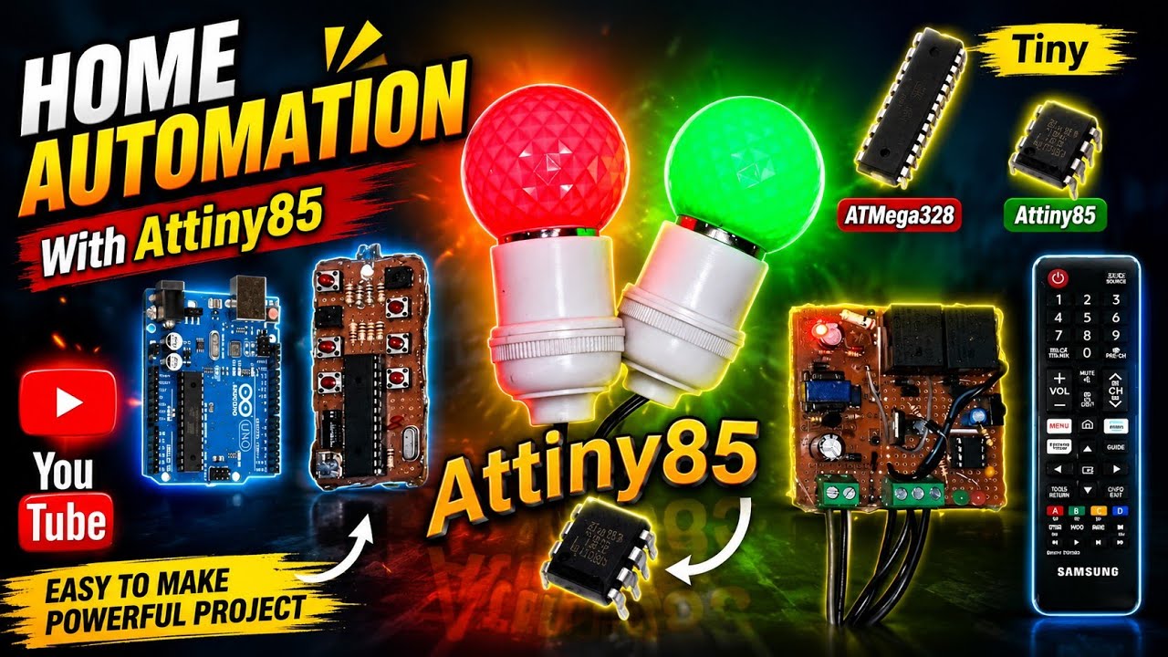ATtiny85 Relay Control with IR Remote || 4-Channel IR Remote Control System#experiment #electronic
