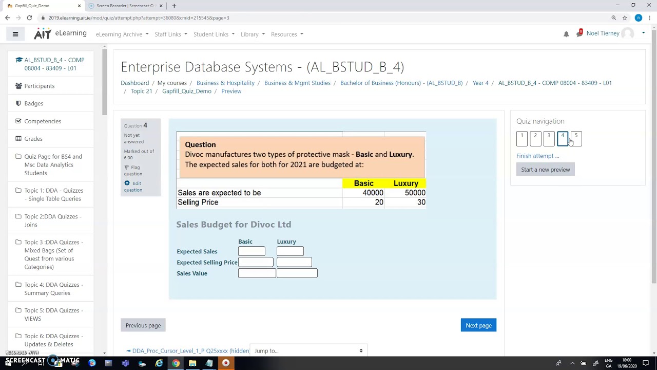 Moodle Quiz Gapfill Question Variations including Drag and Drop Option Clip 02 of 2