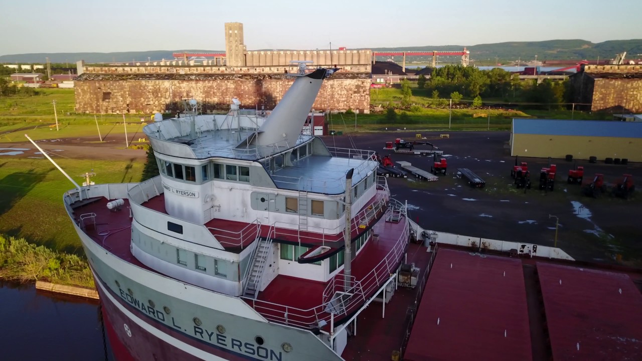 Exploring Duluth Harbor Aerial Flyover Edward L Ryerson Ore Carrier
