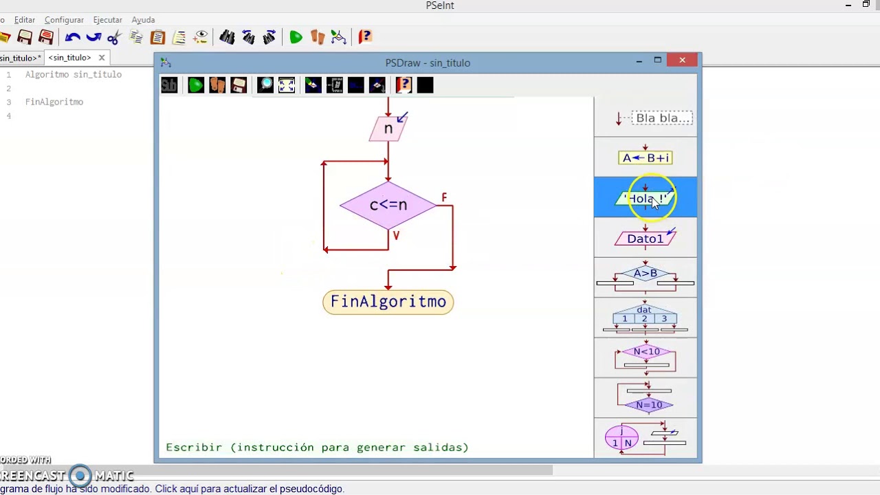 Flujograma con estructura repetitiva While en PSeInt