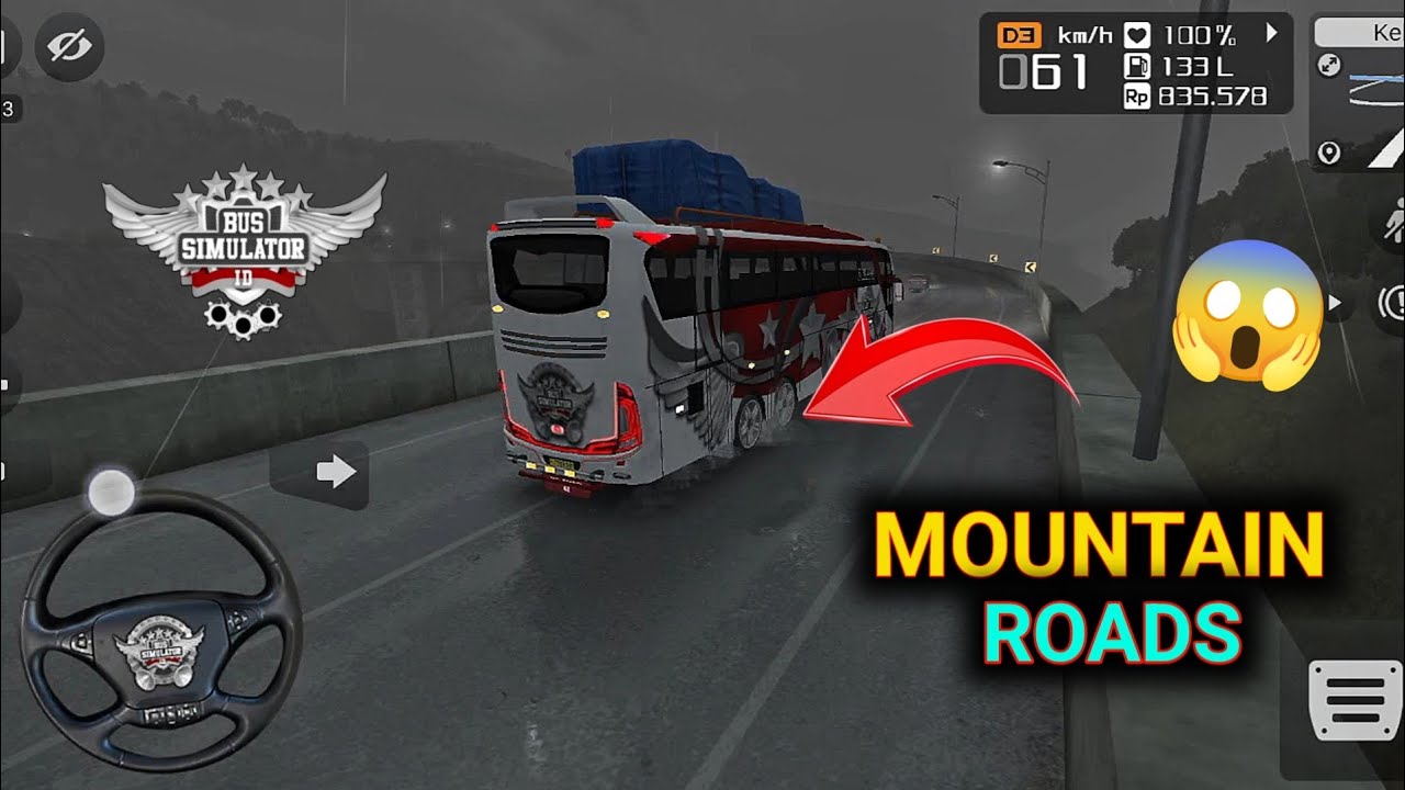  Bus simulator indonesia 🚌 || habby rain 🌧️ mountain roads || Denjorious Road 😱 Indonesia #bussid 