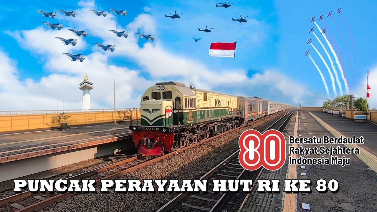 MEMUKAU Aksi Pesawat Tempur Diatas Kereta Api Pada HUT RI Ke 80 !!