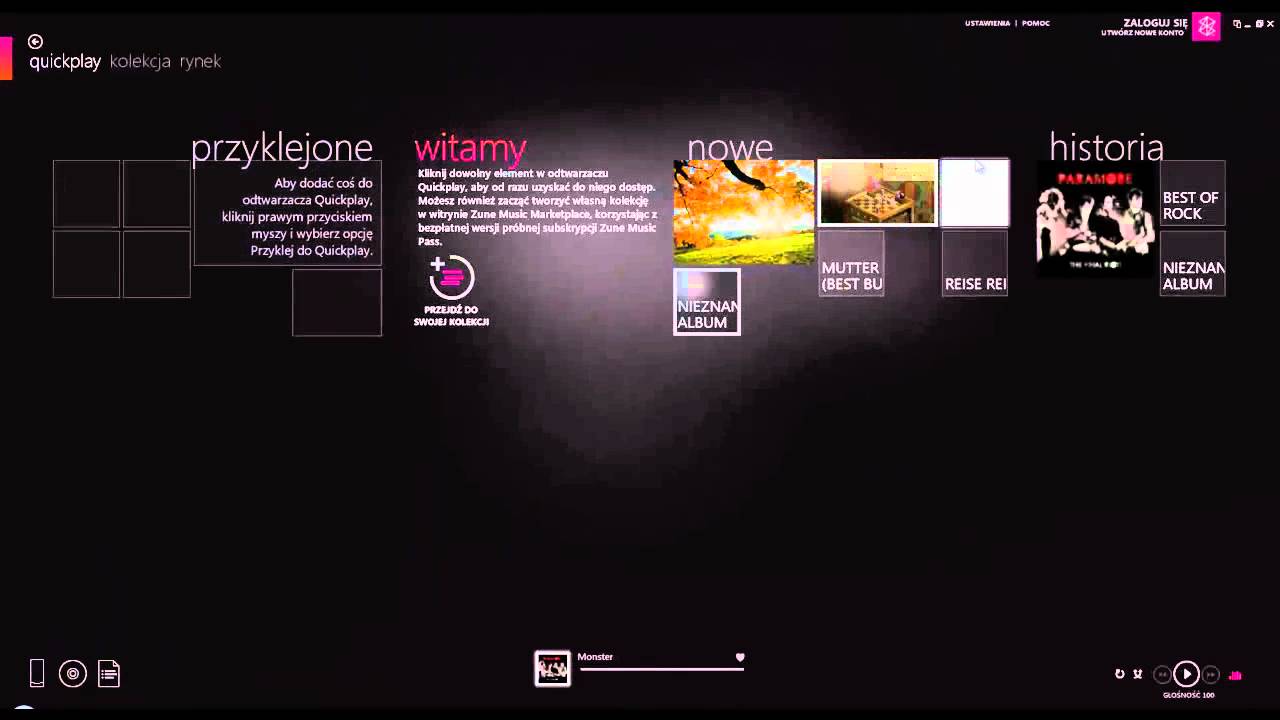 Przegląd aplikacji Windows | Zune
