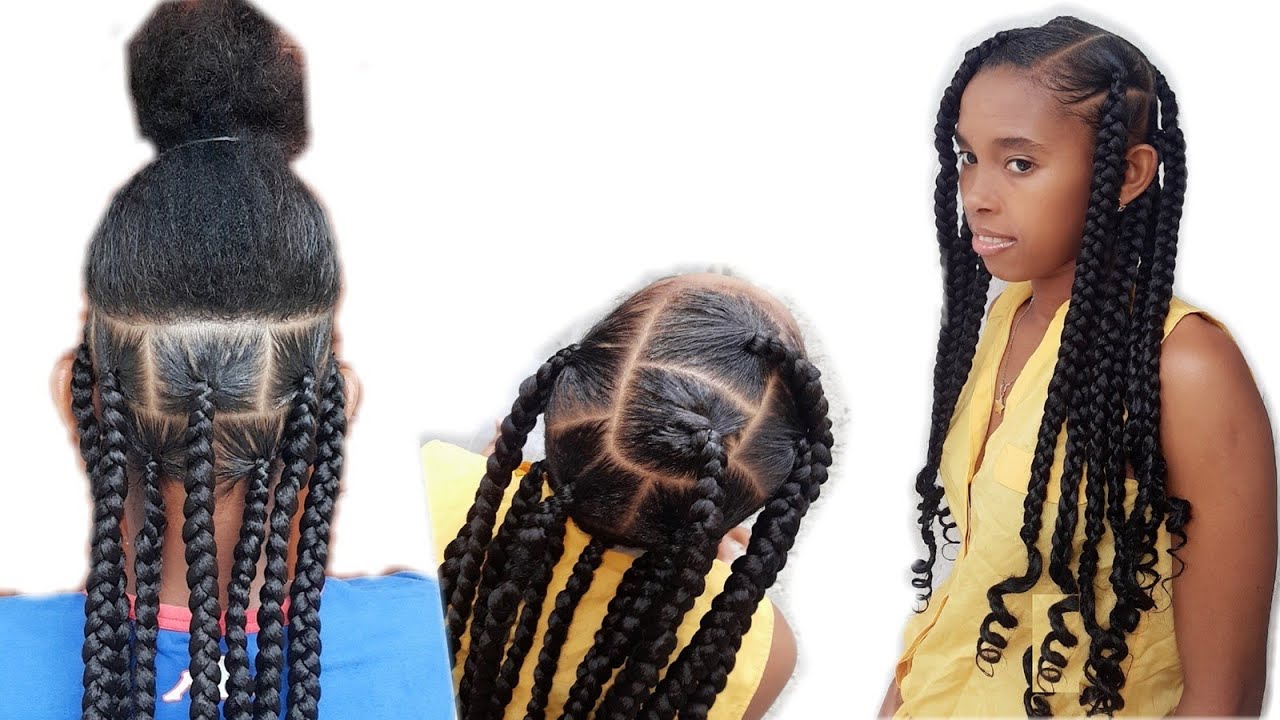 Penyen ak alonj poul paret tankou cheve'w/ LARGE KNOTLESS BRAIDS