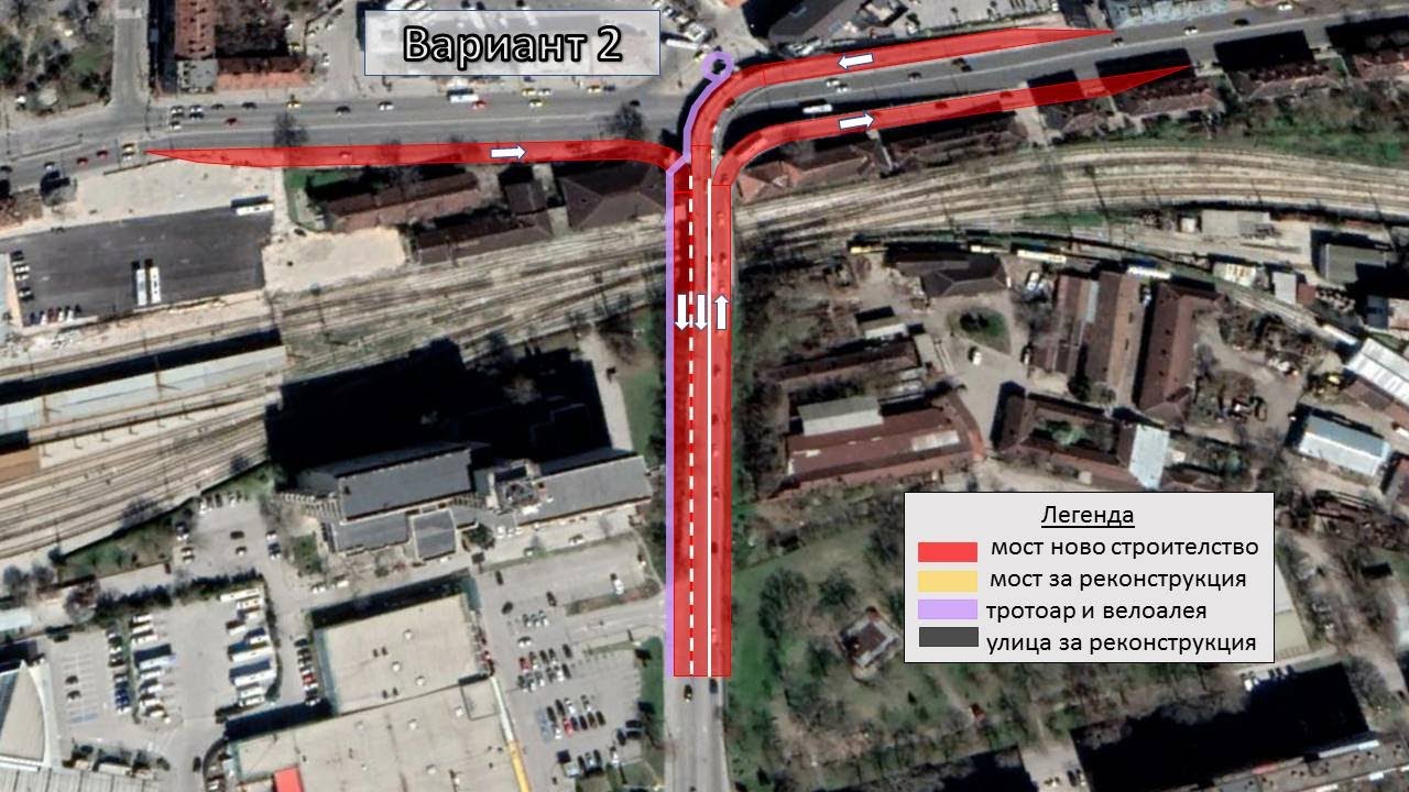 Пробив под централна ЖП гара Пловдив - Надлез  - вариант 2