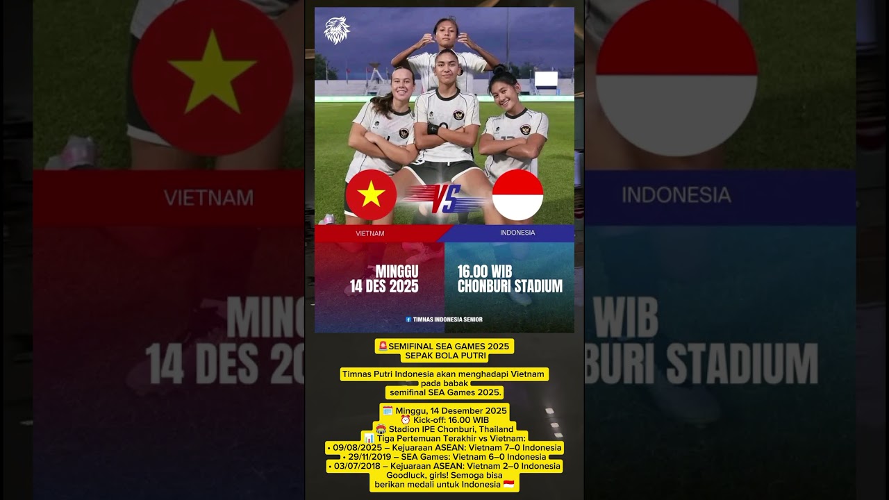 🔴 LIVE HARI INI JADWAL TIMNAS PUTRI VS VIETNAM.SEA GAMES 2025