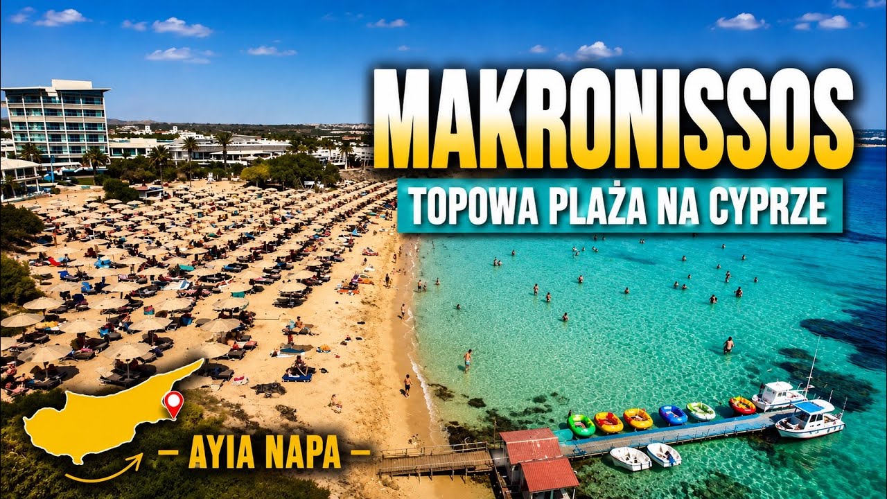 Plaża MAKRONISSOS w Ayia Napa. Hotel Asterias i Dome Beach DRON [4K]