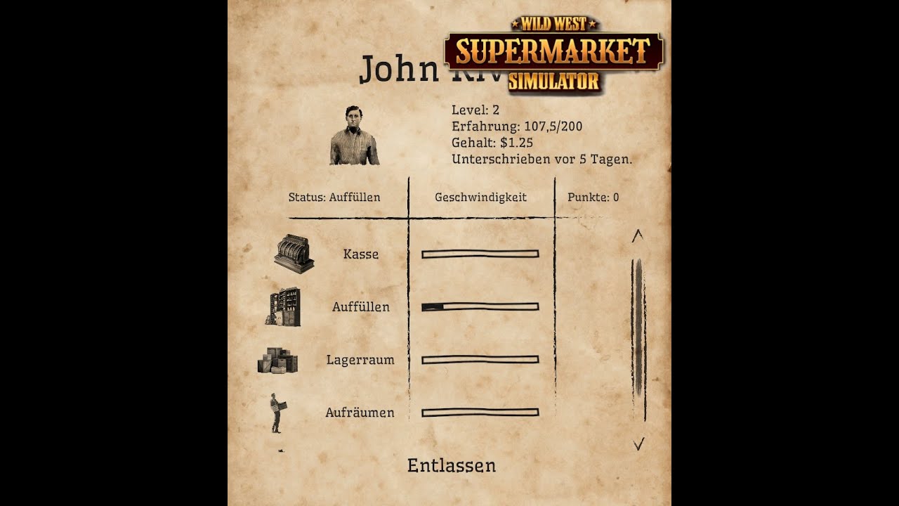 Wild West Supermarket Simulator #07 - Patch Nr.4 - Lagerregale und Mitarbeiter kann man nun Skillen