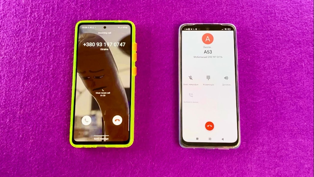 Samsung A52S vs Xiaomi Redmi Note 11 Incoming call & Outgoing call (android 11 vs android 12)