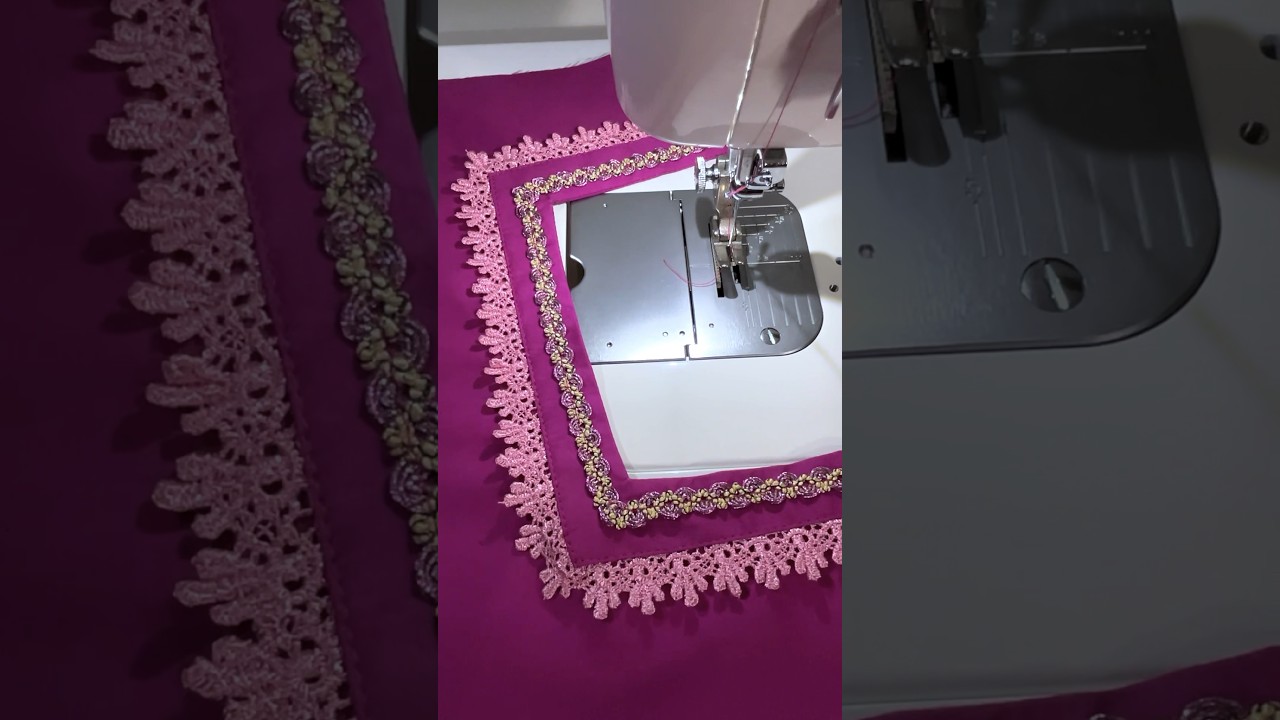 Sew lace to the neckline Sewing tips and tricks #sewing #sewinghacks